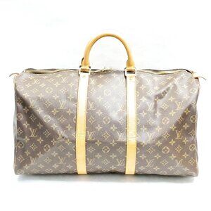 Authentic Louis Vuitton Boston Bag Keepall 50 Brown Monogram mn454-120825